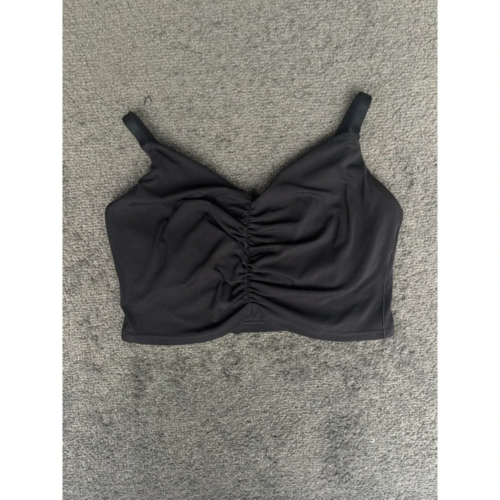 Offline Cropped Camisole Top Women's XL Black Adjustable Strap Nylon Stretch